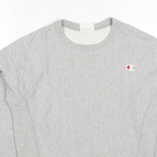 Champion Women Grey XS Reverse Weave Logo Crew Neck Pullover Sweatshirt