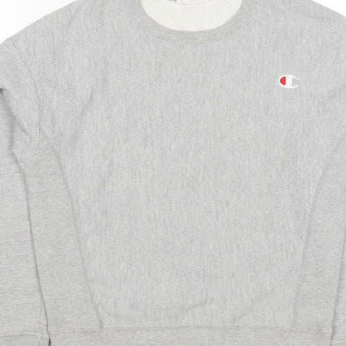 Champion Women Grey XS Reverse Weave Logo Crew Neck Pullover Sweatshirt