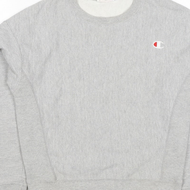 Champion Women Grey XS Reverse Weave Logo Crew Neck Pullover Sweatshirt