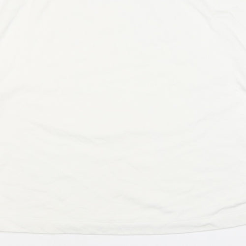 Lands' End Women White L Pullover Crew Neck Cotton Blend Sweatshirt