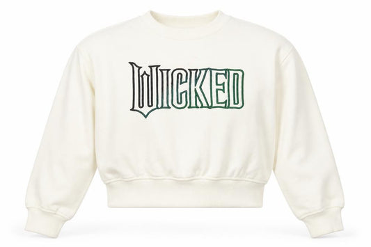 Front view of Wicked girls’ ivory embroidered logo jumper 11-12 years