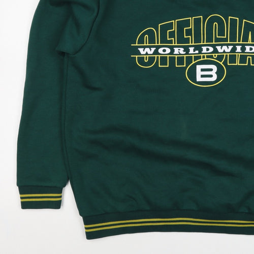 boohooMAN Men’s Green M V-Neck Graphic Print Pullover Sweatshirt