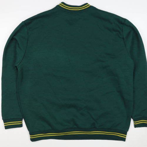 boohooMAN Men’s Green M V-Neck Graphic Print Pullover Sweatshirt