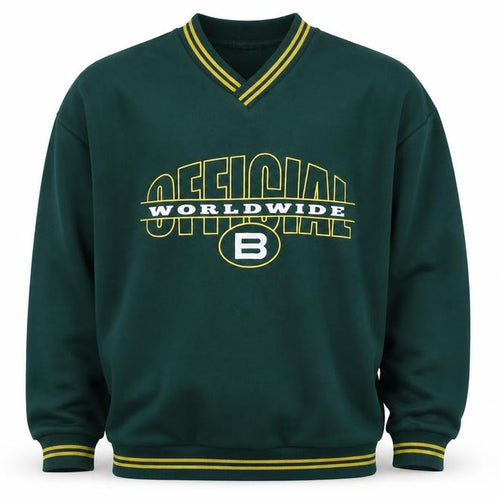 boohooMAN Men’s Green M V-Neck Graphic Print Pullover Sweatshirt