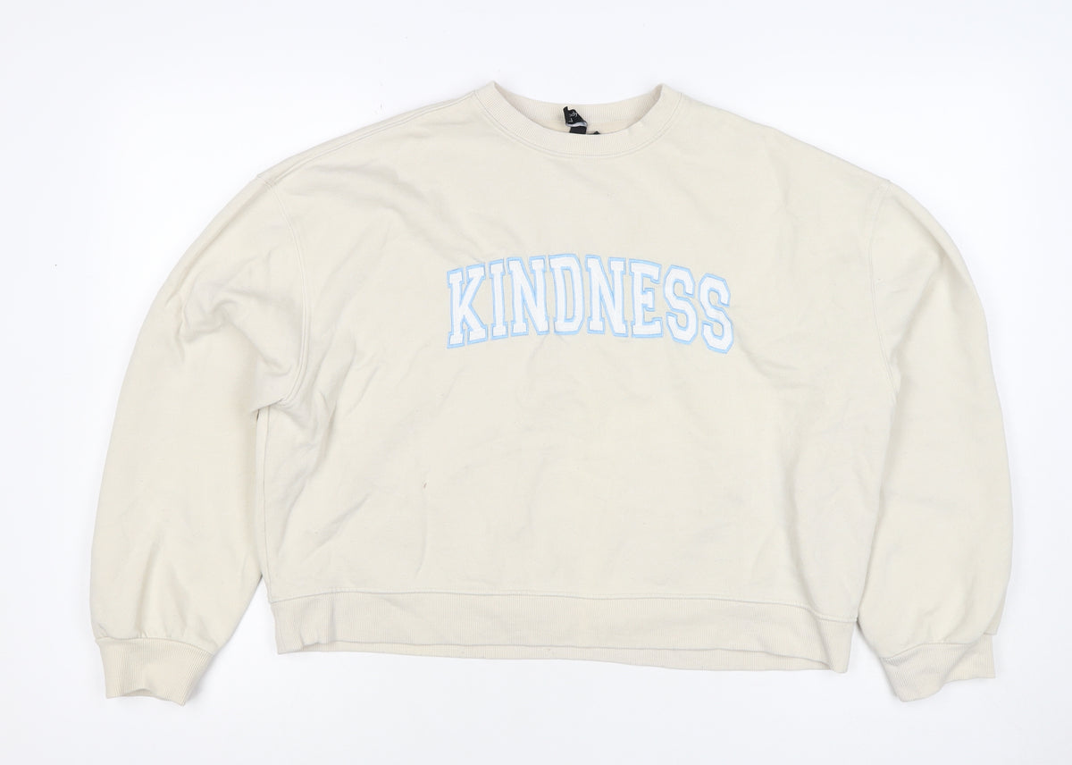 Back view of Nobody's Child Women’s Ivory M Kindness Embroidered Sweatshirt