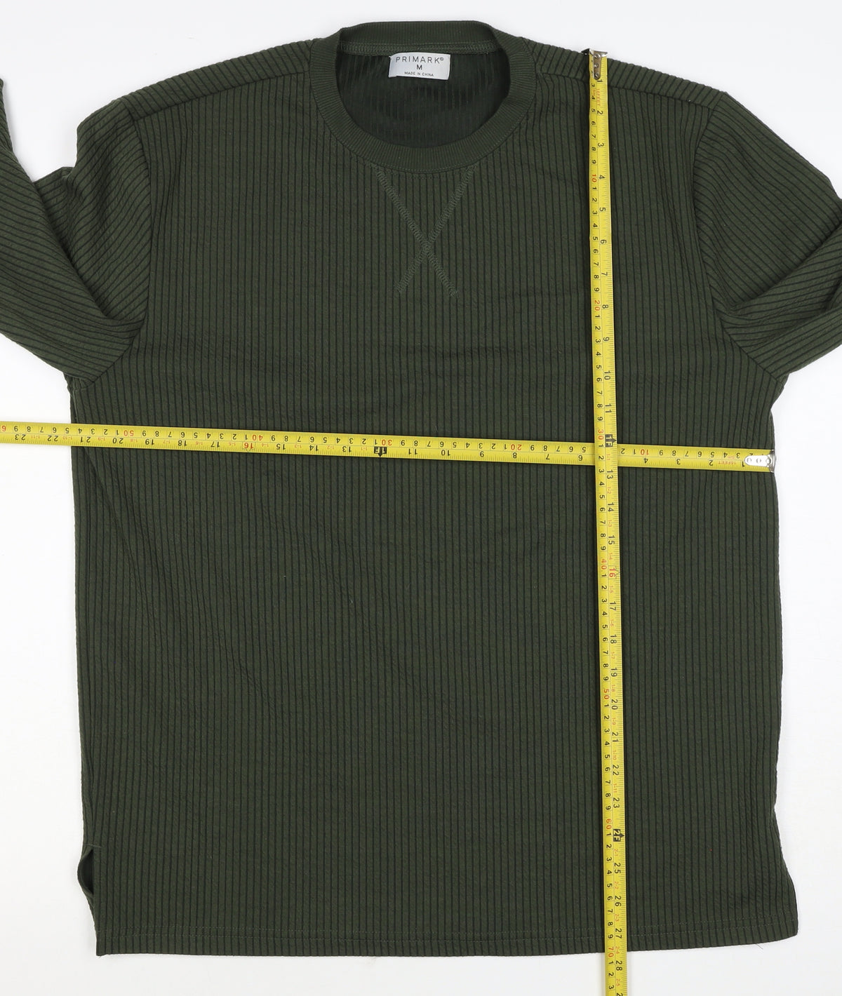 Primark Men’s Green M Ribbed Crew Neck Pullover Sweatshirt