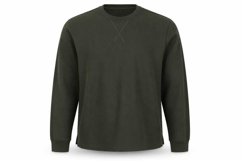 Primark Men’s Green M Ribbed Crew Neck Pullover Sweatshirt