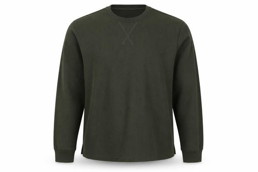 Primark Men’s Green M Ribbed Crew Neck Pullover Sweatshirt