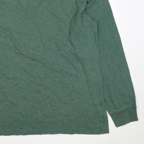 Lands' End Men’s Green L Super-T Cotton Long Sleeve Crew Neck T-Shirt