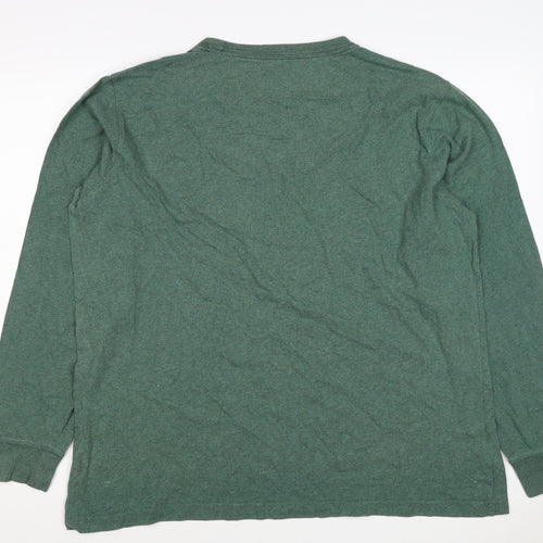 Lands' End Men’s Green L Super-T Cotton Long Sleeve Crew Neck T-Shirt