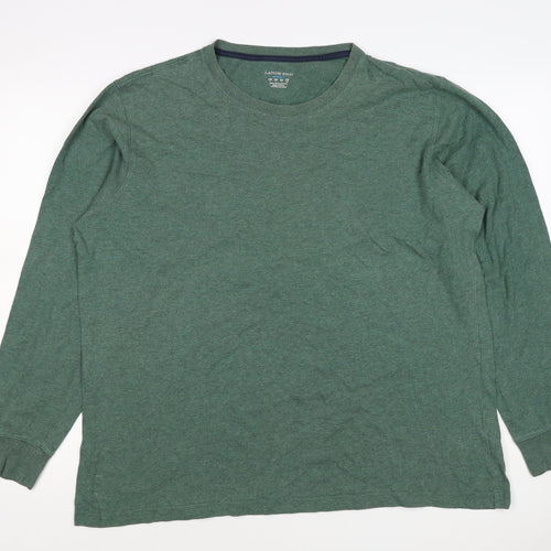 Lands' End Men’s Green L Super-T Cotton Long Sleeve Crew Neck T-Shirt
