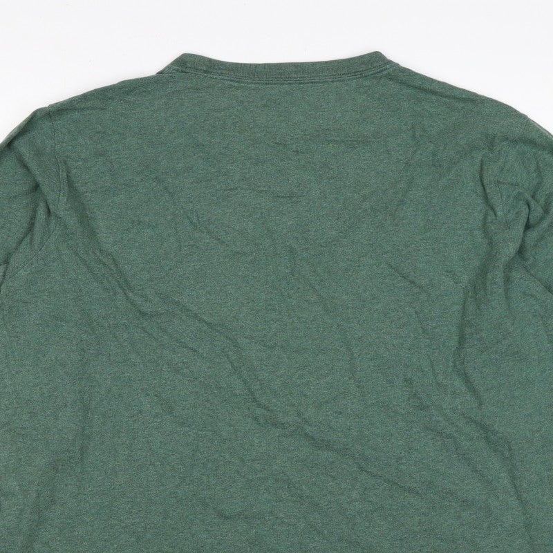 Lands' End Men’s Green L Super-T Cotton Long Sleeve Crew Neck T-Shirt