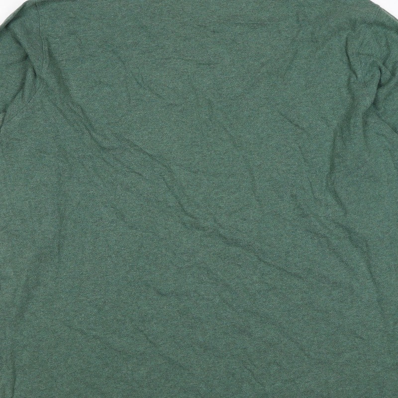 Lands' End Men’s Green L Super-T Cotton Long Sleeve Crew Neck T-Shirt