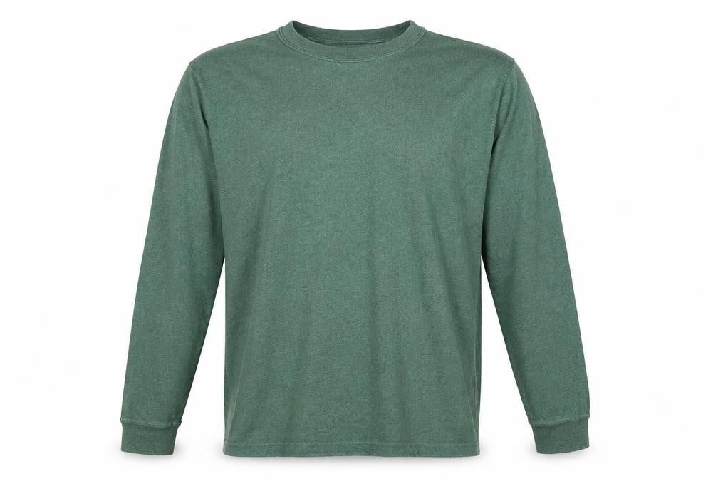Lands' End Men’s Green L Super-T Cotton Long Sleeve Crew Neck T-Shirt