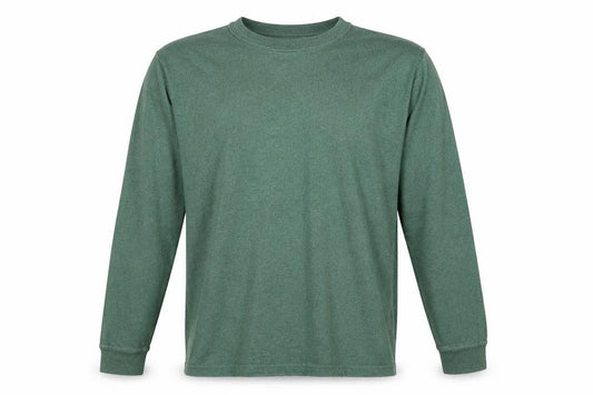 Lands' End Men’s Green L Super-T Cotton Long Sleeve Crew Neck T-Shirt