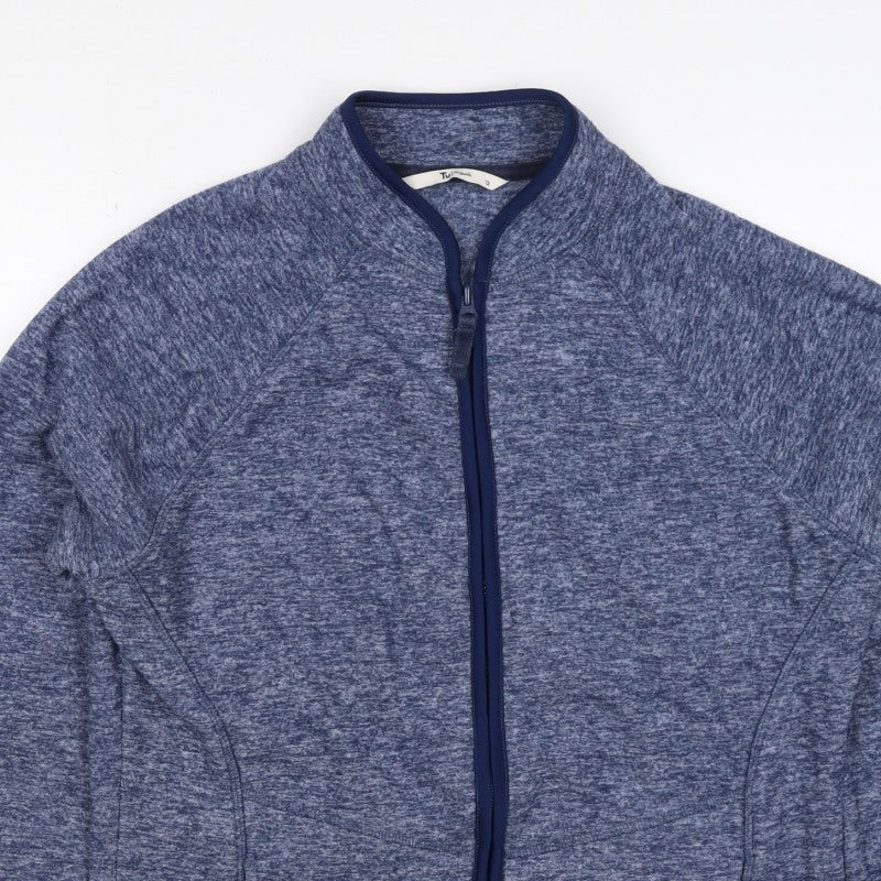 Tu Women Blue Size 12 Basic Full Zip Fleece Jacket with Pockets