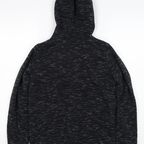 TU Boys Black Marl Full Zip Hooded Hoodie Age 13 Years 158cm Pockets
