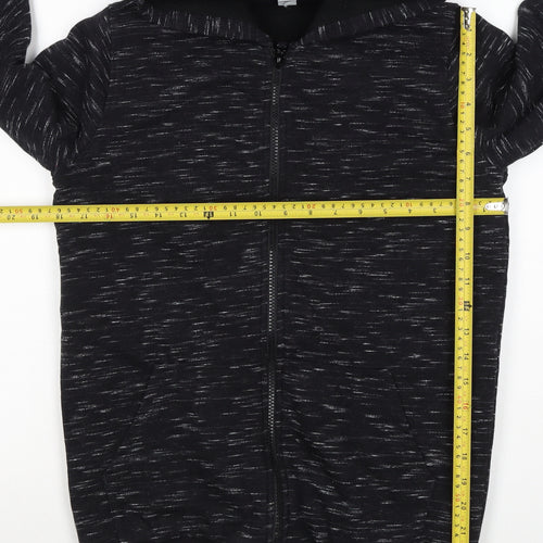 TU Boys Black Marl Full Zip Hooded Hoodie Age 13 Years 158cm Pockets