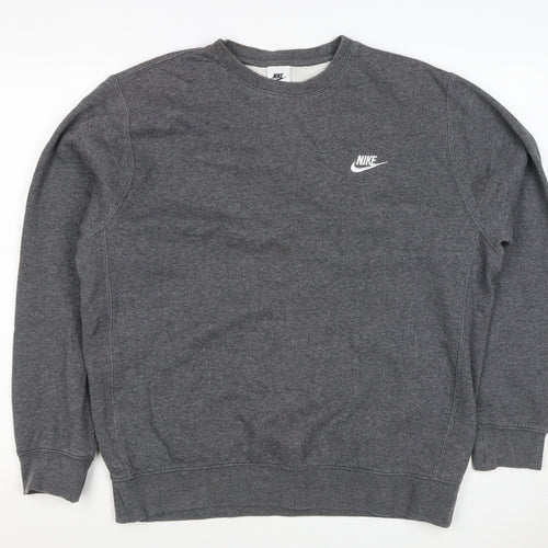 Nike Men’s Grey M Pullover Crew Neck Logo Sweatshirt