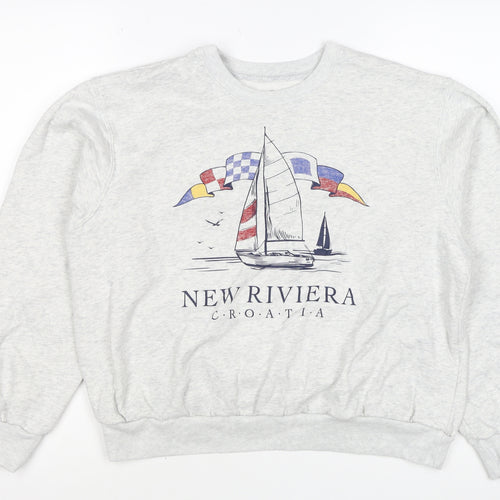 Hollister Women’s Grey S Nautical Croatia Graphic Pullover Sweatshirt