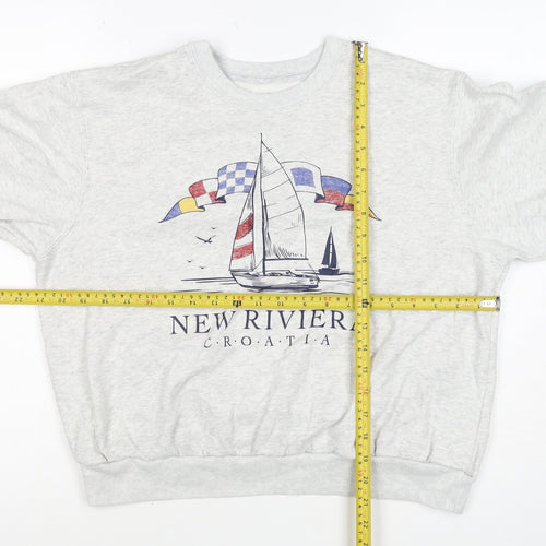 Hollister Women’s Grey S Nautical Croatia Graphic Pullover Sweatshirt