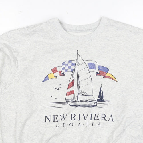 Hollister Women’s Grey S Nautical Croatia Graphic Pullover Sweatshirt