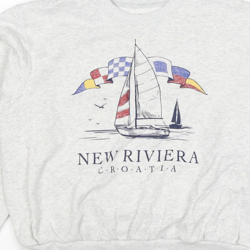 Hollister Women’s Grey S Nautical Croatia Graphic Pullover Sweatshirt