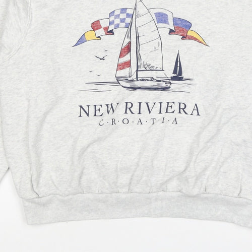 Hollister Women’s Grey S Nautical Croatia Graphic Pullover Sweatshirt