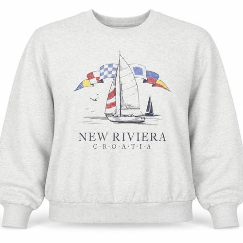 Hollister Women’s Grey S Nautical Croatia Graphic Pullover Sweatshirt