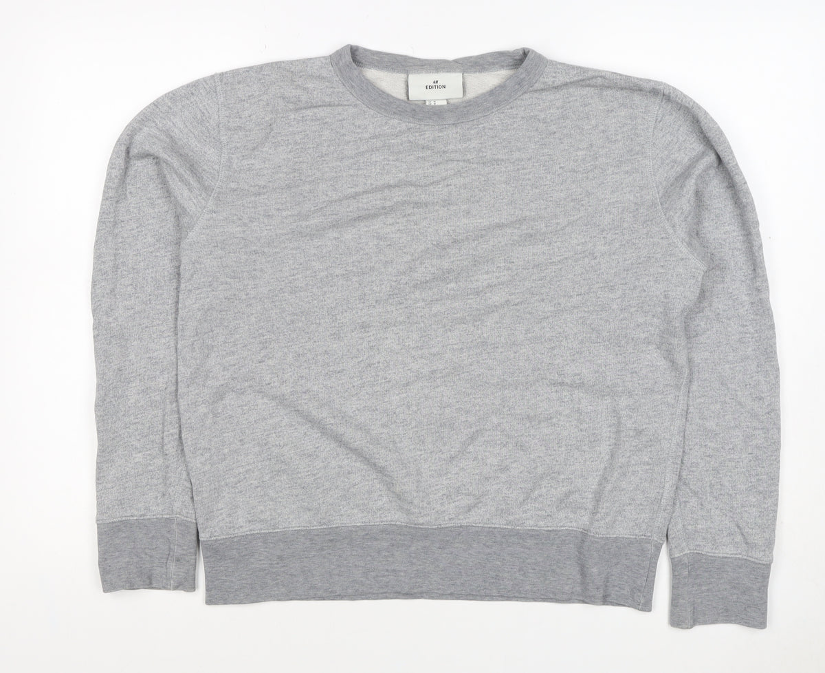 H&M Edition Men’s Grey M Crew Neck Cotton Silk Pullover Sweatshirt