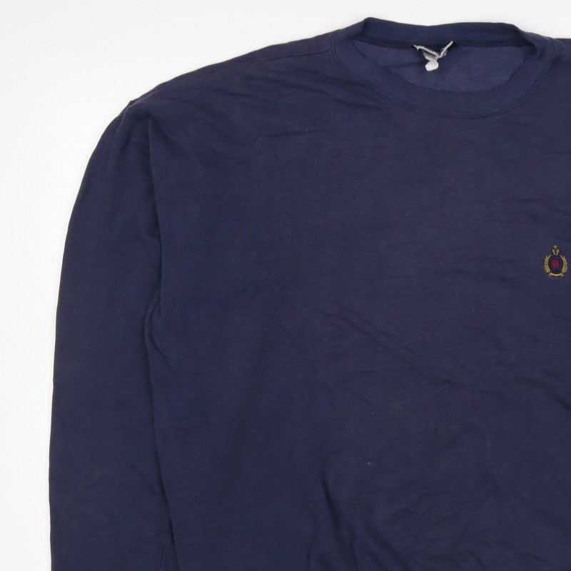 Bugle Boy Men’s Blue XL Crew Neck Embroidered Logo Pullover Sweatshirt