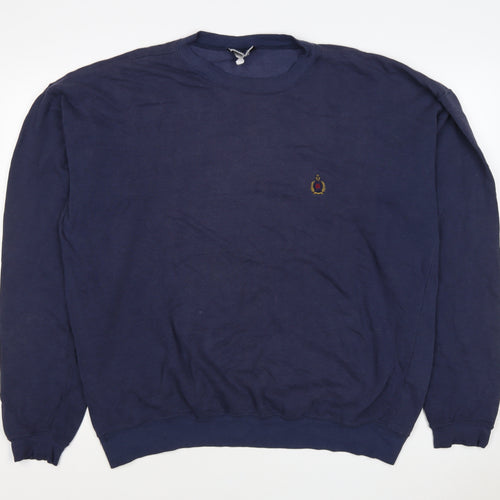 Bugle Boy Men’s Blue XL Crew Neck Embroidered Logo Pullover Sweatshirt
