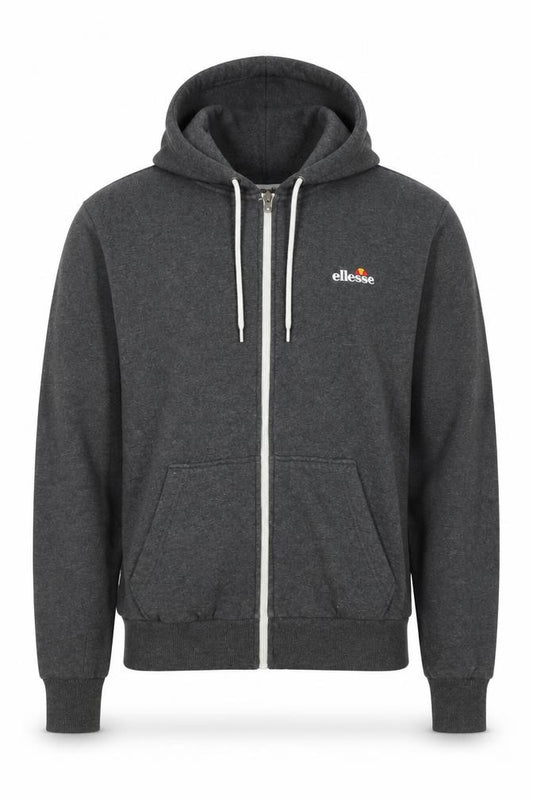 Ellesse Men’s Grey Small Full Zip Logo Hoodie Sports Fleece