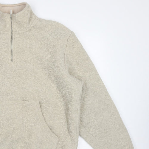 Sonneti London Men's Beige M Pullover 1/4 Zip Borg Fleece Sweatshirt