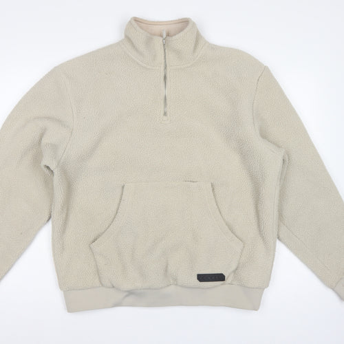 Sonneti London Men's Beige M Pullover 1/4 Zip Borg Fleece Sweatshirt