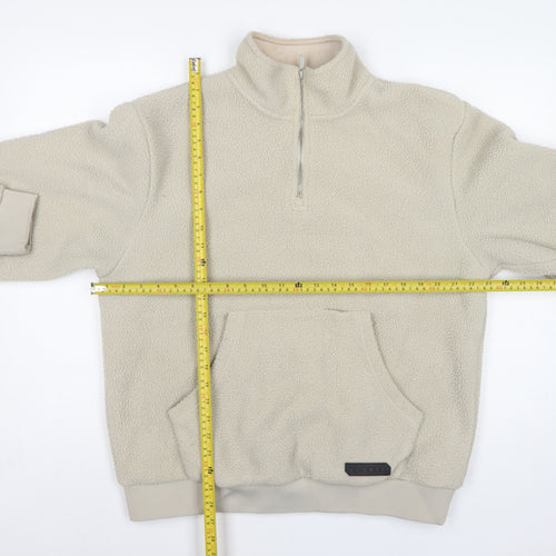 Sonneti London Men's Beige M Pullover 1/4 Zip Borg Fleece Sweatshirt