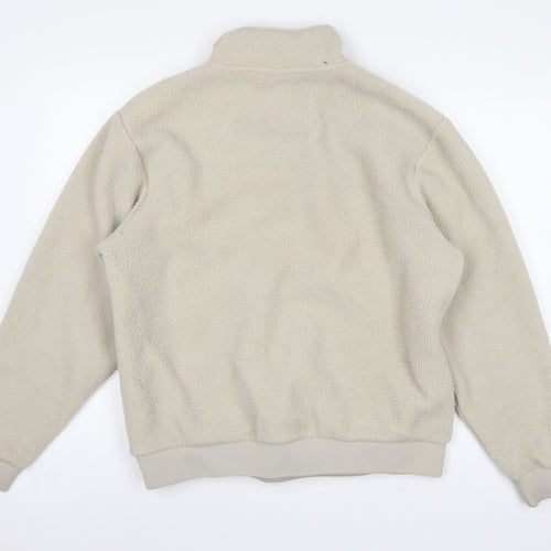 Sonneti London Men's Beige M Pullover 1/4 Zip Borg Fleece Sweatshirt