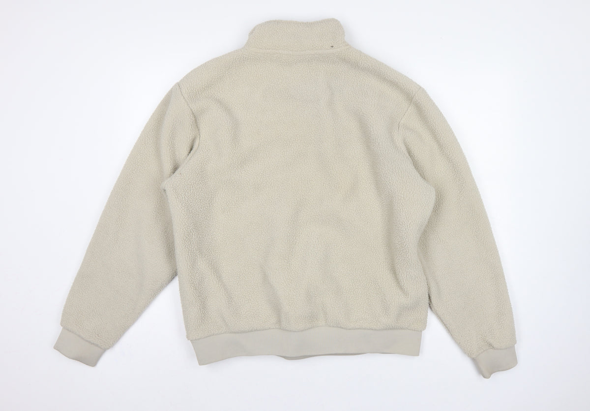 Sonneti London Men's Beige M Pullover 1/4 Zip Borg Fleece Sweatshirt