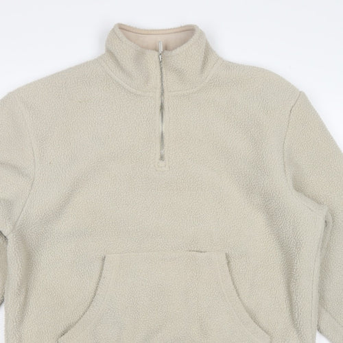 Sonneti London Men's Beige M Pullover 1/4 Zip Borg Fleece Sweatshirt