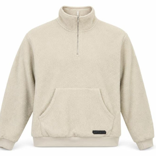 Sonneti London Men's Beige M Pullover 1/4 Zip Borg Fleece Sweatshirt