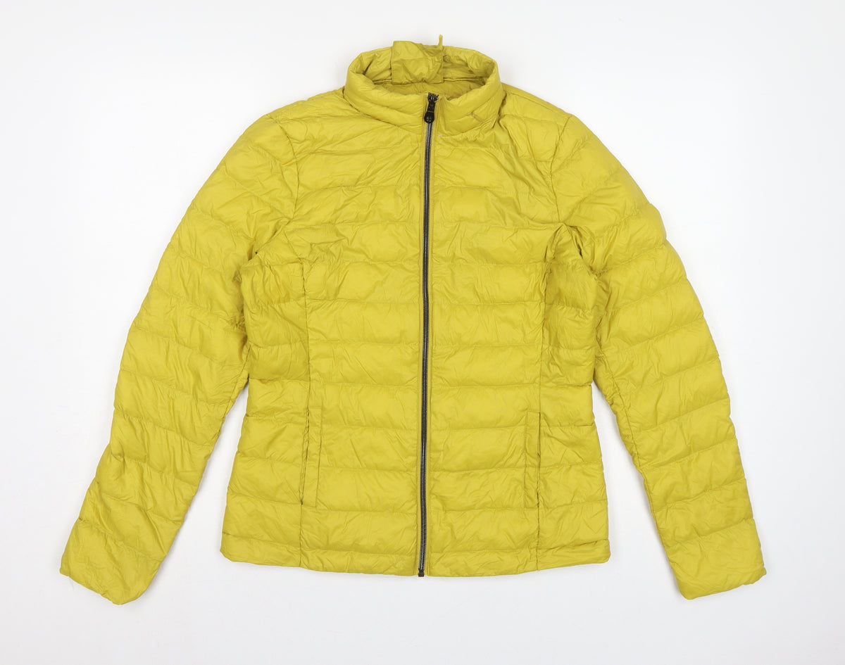 Marks & Spencer Women Yellow UK 10 Down Puffer Jacket Quilted Zip