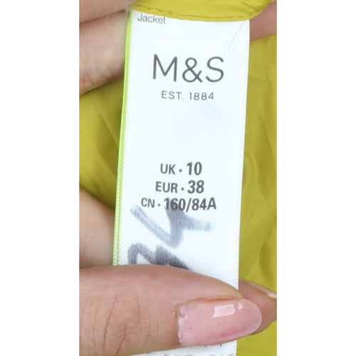 Marks & Spencer Women Yellow UK 10 Down Puffer Jacket Quilted Zip