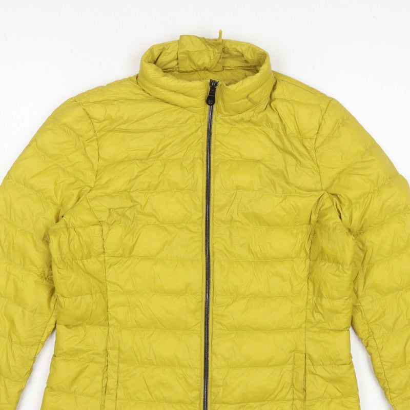 Marks & Spencer Women Yellow UK 10 Down Puffer Jacket Quilted Zip