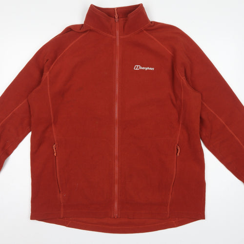 Berghaus Men Red XL Full Zip Fleece Jacket Stand-Up Collar Hiking