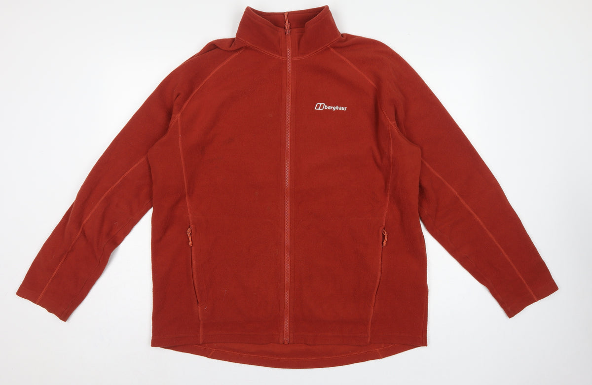Berghaus Men Red XL Full Zip Fleece Jacket Stand-Up Collar Hiking