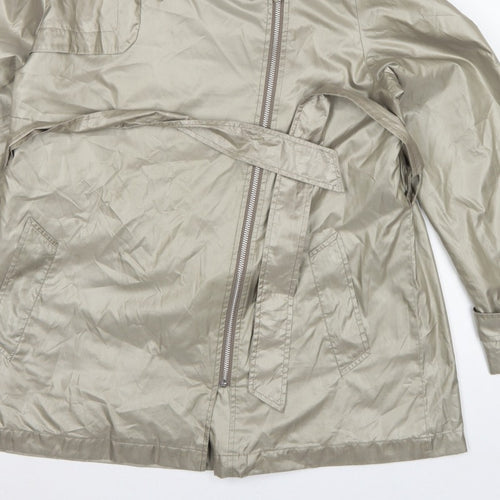 Lakeland Women Beige UK 16 Belted Hooded Rain Jacket Mid-Length