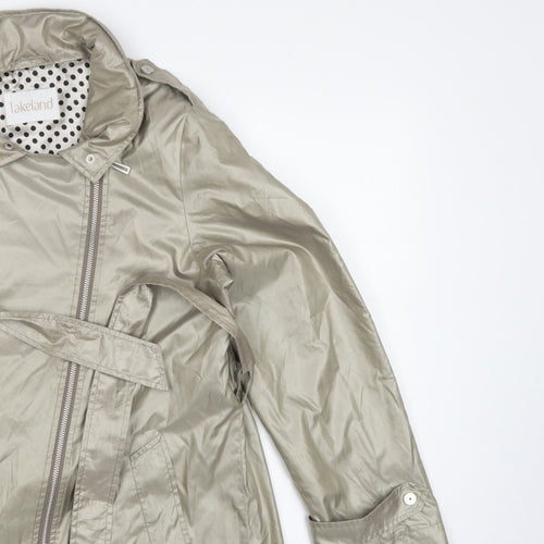 Lakeland Women Beige UK 16 Belted Hooded Rain Jacket Mid-Length