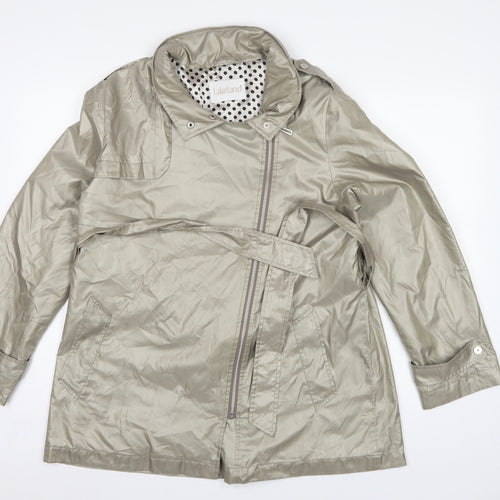 Lakeland Women Beige UK 16 Belted Hooded Rain Jacket Mid-Length