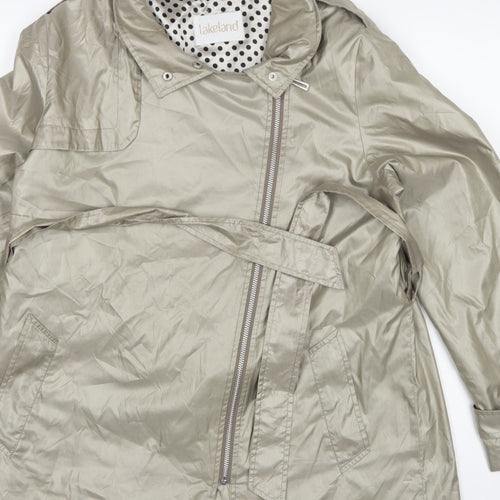 Lakeland Women Beige UK 16 Belted Hooded Rain Jacket Mid-Length
