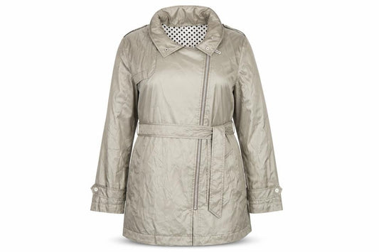 Lakeland Women Beige UK 16 Belted Hooded Rain Jacket Mid-Length